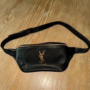 Yves Saint Laurent Black and Gold Belt Bag